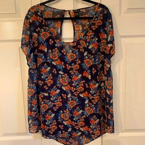 Torrid hi-low sheer shirt floral size 2